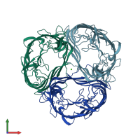 PDB entry 1mpr coloured by chain, front view.