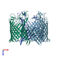 PDB entry 1mpr coloured by chain, top view.
