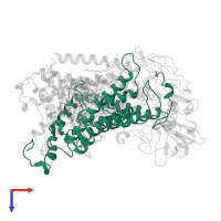 Reaction center protein L chain in PDB entry 1mps, assembly 1, top view.