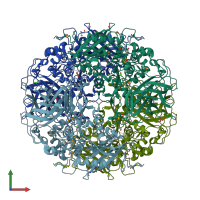 PDB entry 1mpx coloured by chain, front view.