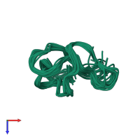 PDB entry 1mpz coloured by chain, ensemble of 22 models, top view.