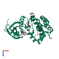 PDB entry 1mq4 coloured by chain, top view.