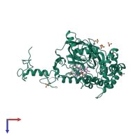 PDB entry 1mqf coloured by chain, top view.