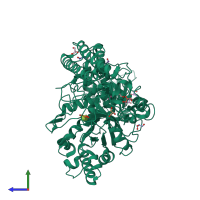 PDB entry 1mqq coloured by chain, side view.