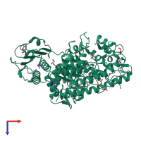 PDB entry 1mqq coloured by chain, top view.