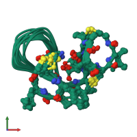 PDB entry 1mqy coloured by chain, ensemble of 13 models, front view.