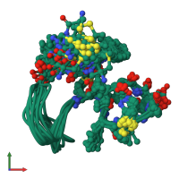 PDB entry 1mqz coloured by chain, ensemble of 17 models, front view.