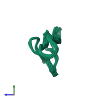 PDB entry 1mr0 coloured by chain, ensemble of 40 models, side view.