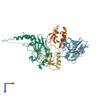 PDB entry 1mr1 coloured by chain, top view.