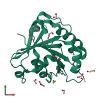 PDB entry 1mr3 coloured by chain, front view.