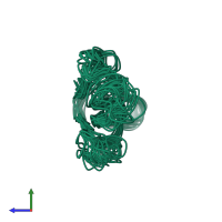 PDB entry 1mr6 coloured by chain, ensemble of 20 models, side view.