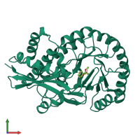 PDB entry 1mra coloured by chain, front view.