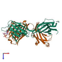 PDB entry 1mre coloured by chain, top view.