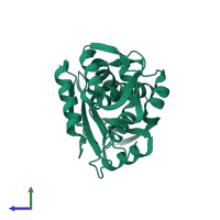 PDB entry 1mri coloured by chain, side view.