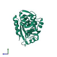 PDB entry 1mrj coloured by chain, side view.