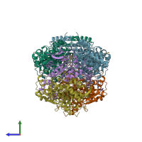 PDB entry 1mro coloured by chain, side view.