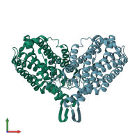 PDB entry 1mrr coloured by chain, front view.