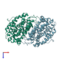 PDB entry 1mrr coloured by chain, top view.
