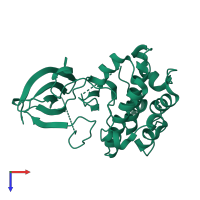 PDB entry 1mrv coloured by chain, top view.