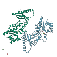 PDB entry 1mrz coloured by chain, front view.
