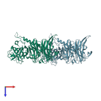 PDB entry 1ms3 coloured by chain, top view.