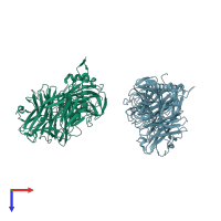 PDB entry 1ms4 coloured by chain, top view.