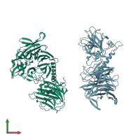 PDB entry 1ms5 coloured by chain, front view.