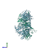 PDB entry 1ms5 coloured by chain, side view.