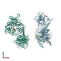 PDB entry 1ms9 coloured by chain, front view.