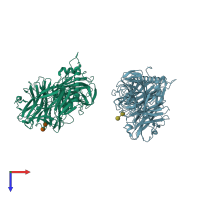 PDB entry 1ms9 coloured by chain, top view.