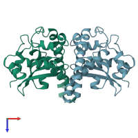 PDB entry 1msd coloured by chain, top view.