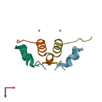 PDB entry 1mso coloured by chain, top view.