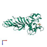 PDB entry 1mt6 coloured by chain, top view.