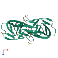 Hetero trimeric assembly 1 of PDB entry 1mt7 coloured by chemically distinct molecules, top view.