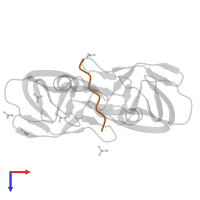 Immunodeficiency lentiviral matrix N-terminal domain-containing protein in PDB entry 1mt7, assembly 1, top view.