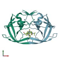 PDB entry 1mtb coloured by chain, front view.