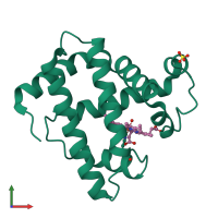 PDB entry 1mti coloured by chain, front view.