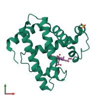 PDB entry 1mtk coloured by chain, front view.