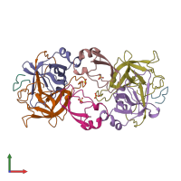 PDB entry 1mtn coloured by chain, front view.