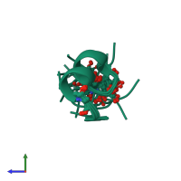 PDB entry 1mtq coloured by chain, ensemble of 20 models, side view.