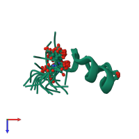PDB entry 1mtq coloured by chain, ensemble of 20 models, top view.