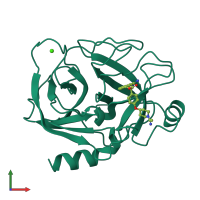 PDB entry 1mtu coloured by chain, front view.