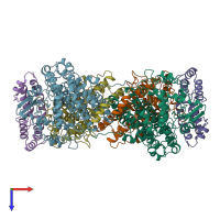 PDB entry 1mty coloured by chain, top view.