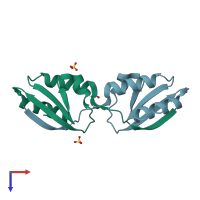 PDB entry 1mu4 coloured by chain, top view.