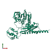 PDB entry 1mu5 coloured by chain, front view.