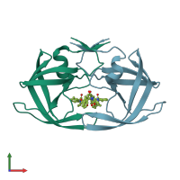 PDB entry 1mui coloured by chain, front view.