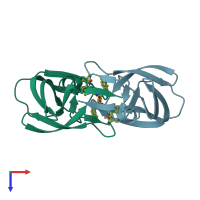 PDB entry 1mui coloured by chain, top view.