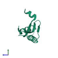 PDB entry 1mul coloured by chain, side view.