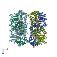 PDB entry 1muu coloured by chain, top view.