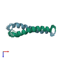 PDB entry 1mv4 coloured by chain, ensemble of 10 models, top view.